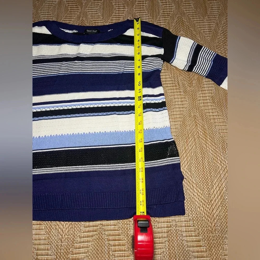 White House Black Market Women's Striped Lightweight Open Knit Sweater,Size XS - Picture 7 of 8